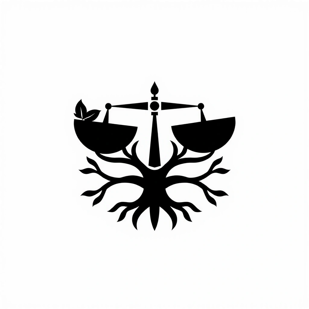 A stylized abstract icon representing integrity, like balanced scales or a strong, rooted tree.