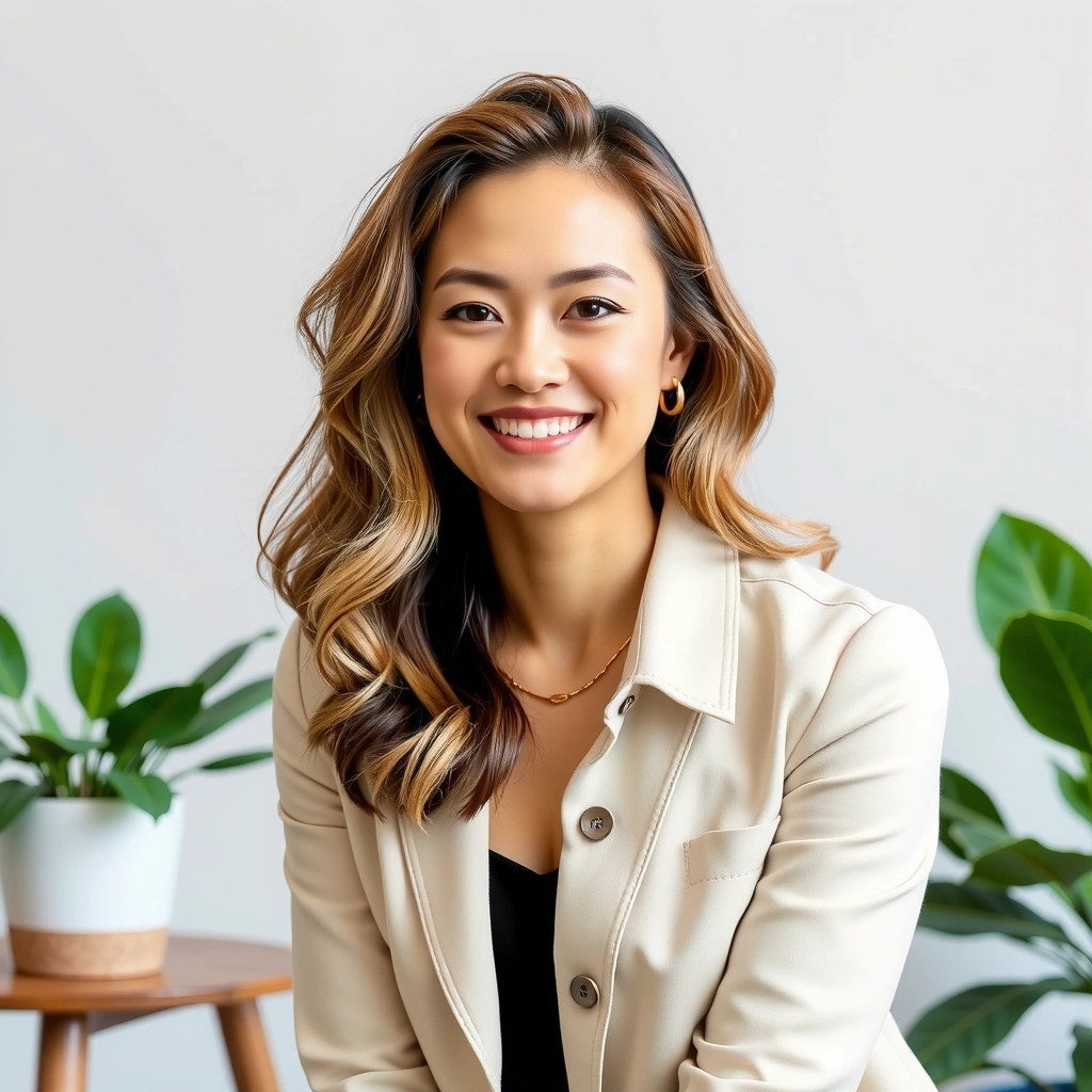 Portrait of Sarah Chen, Head of Customer Experience at Glowvexa.