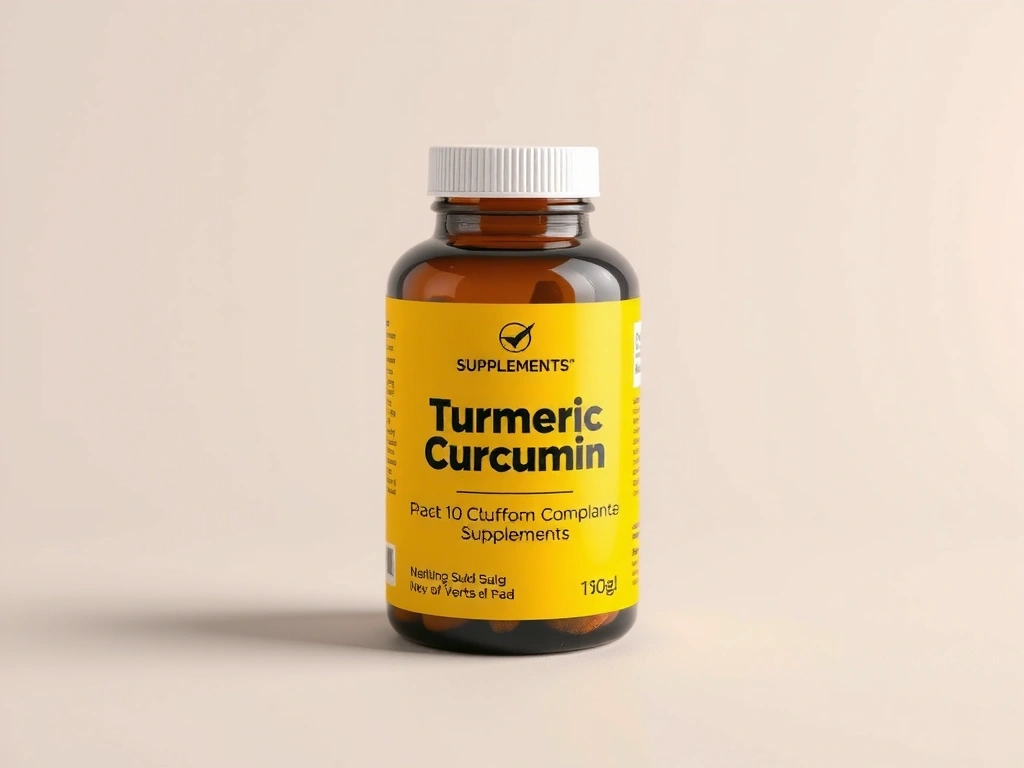 Bottle of Turmeric Curcumin supplements