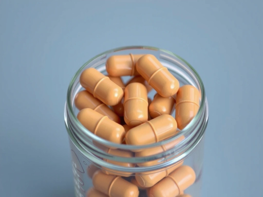 Close-up of Vitamin C pills in a bottle